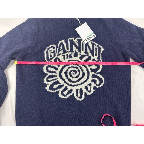 NWT Ganni Logo wool-blend sweater Women's size Large - Picture 12 of 12